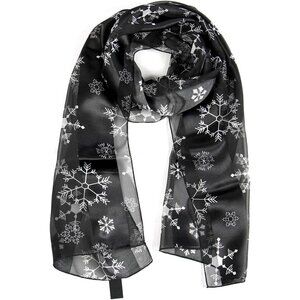 Women Black Warm Long Unisex Fall Winter Lightweight Soft Sheer Christmas Scarf